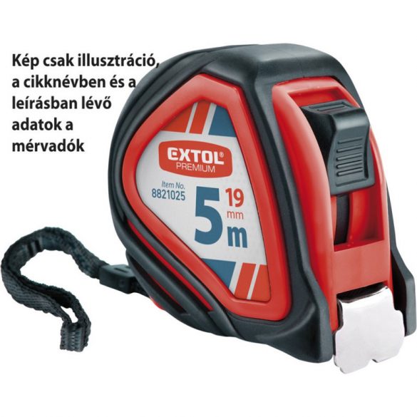 Bandă de măsurat EXTOL PREMIUM, cauciucată, 1 stop, 3m×19mm