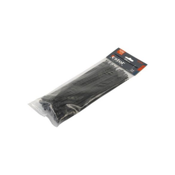 EXTOL PREMIUM legături de cablu 2,5×150mm 100pcs, nailon negru; rezistente la UV, acid și alcalii