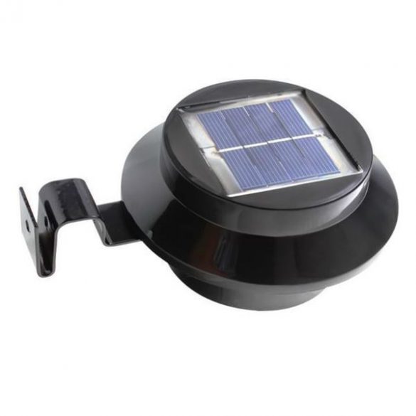 Lampa LED pentru instalare pe jgheab sau gard alimentat cu energie solara, neagra, 2 buc